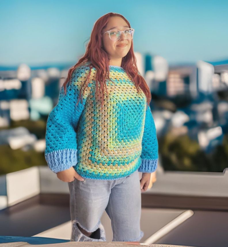 Sweater crochet mujer, tejido a mano-0
