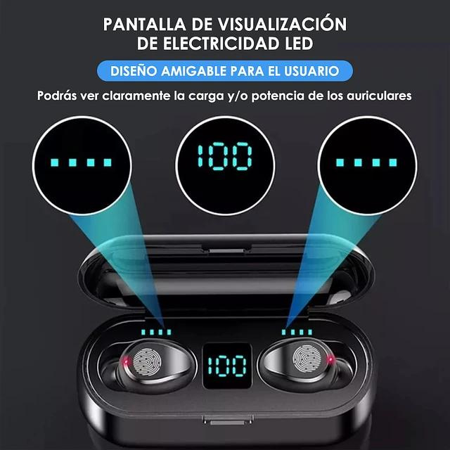 Audífonos Inalámbricos Recargables Bluetooth + Power Bank 2000 F9 PRO-4