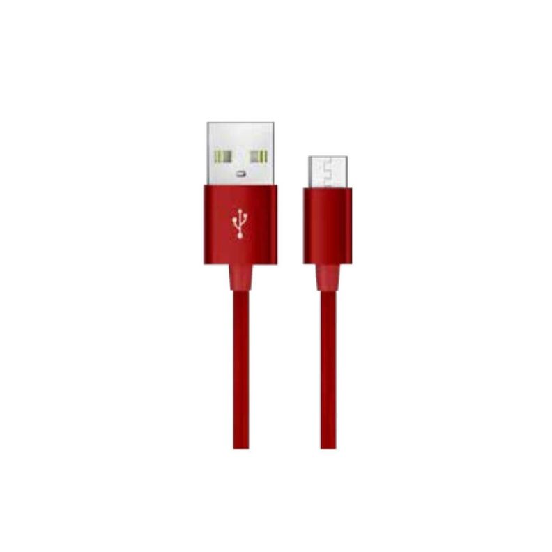 Cable USB a Micro USB 1mt Transmisión de Datos y Carga Rojo-0