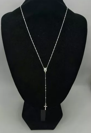 Rosario Plata Fina Mujer 50 Cm Italiana 925 Collar-4