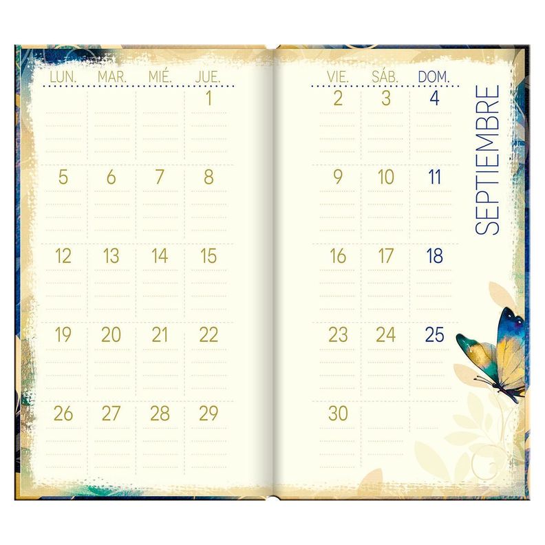 Agenda Butterflyes in Blue Apaisada Semana a la Vista 2023-3