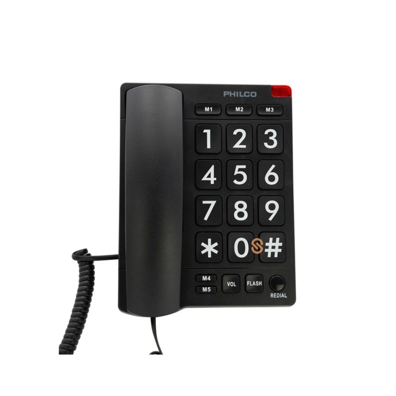 Teléfono Fijo Con Números Grandes Negro - Shopyclick-1
