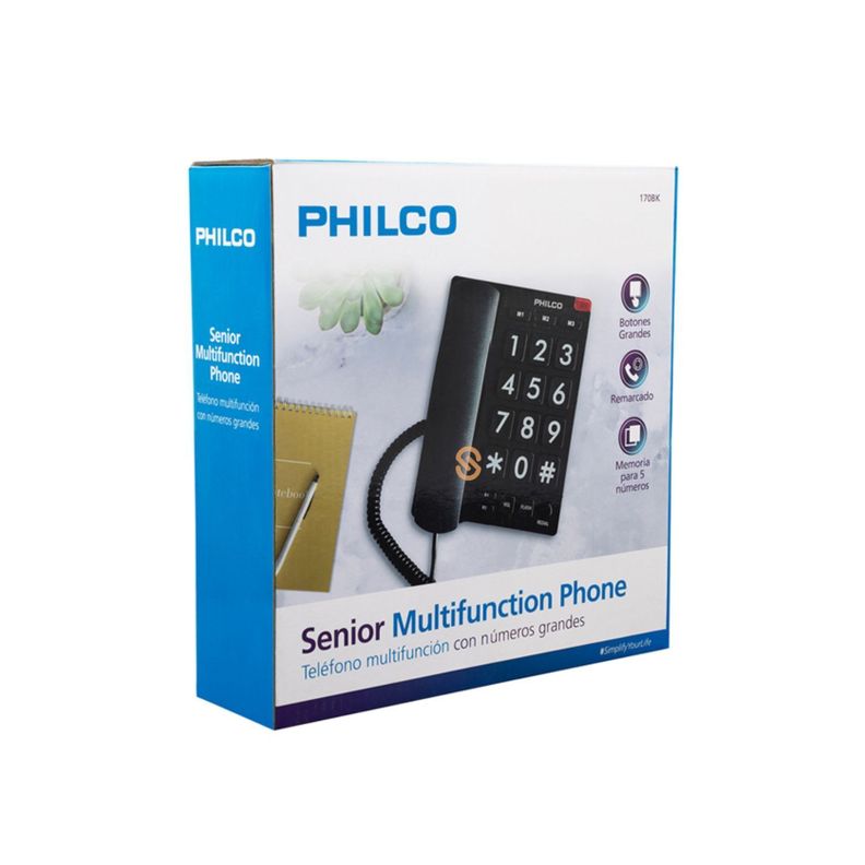 Teléfono Fijo Con Números Grandes Negro - Shopyclick-3
