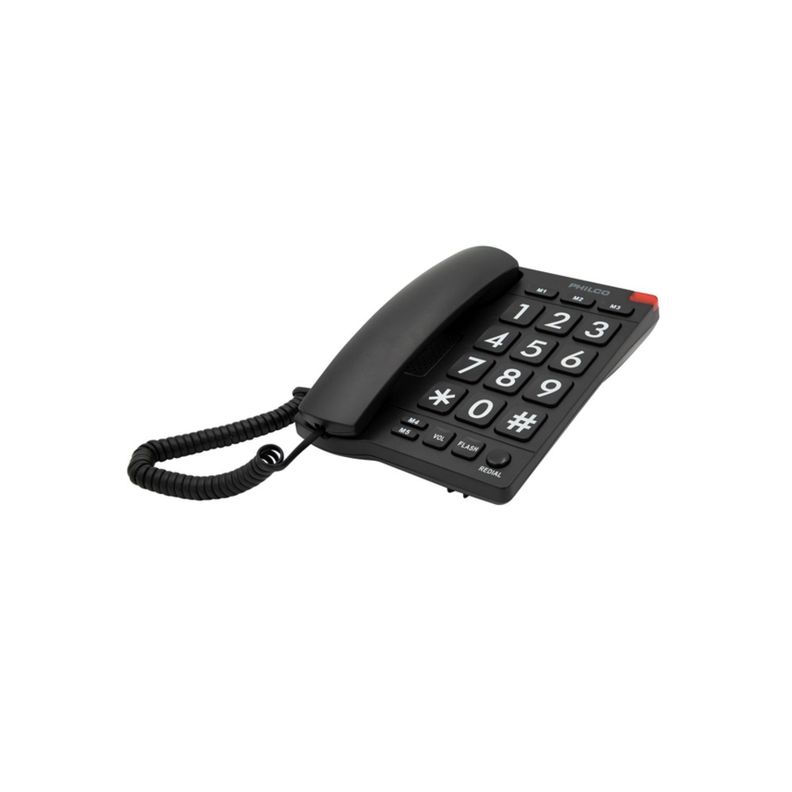 Teléfono Fijo Con Números Grandes Negro - Shopyclick-0