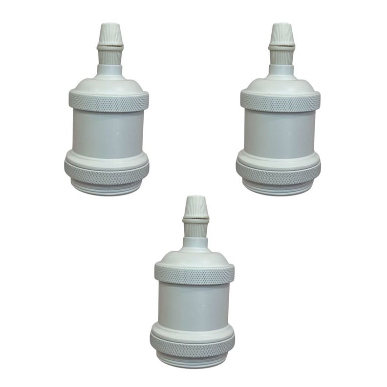 Pack 3 Soquetes E-27 Retro Blanco Vintage-0