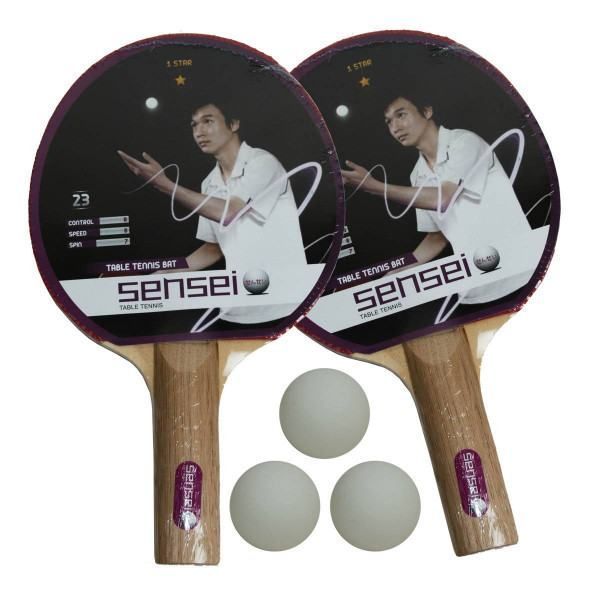Set Ping Pong 2 Paletas + 3 Pelotas -1 Estrella Marca Sensei-0