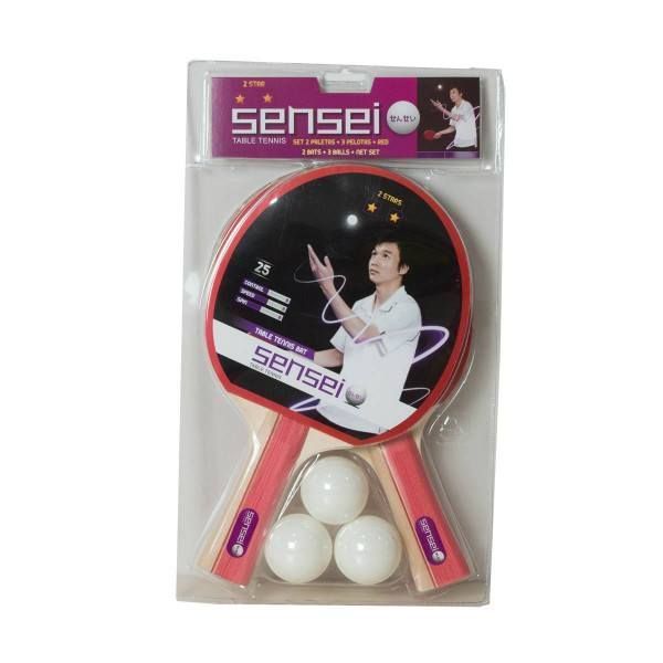 Set Ping Pong 2 Paletas + 3 Pelotas -1 Estrella Marca Sensei-1