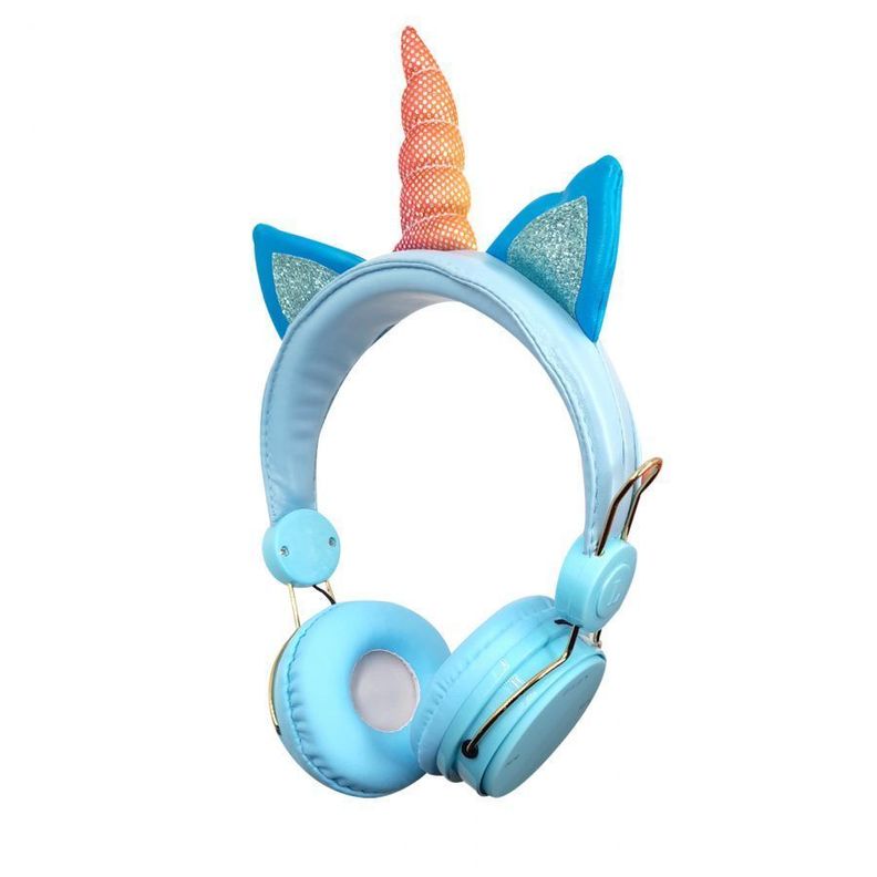 Audifono De Unicornio Inalambrico Infantil Celeste-0