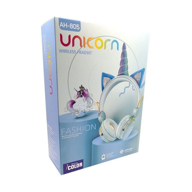 Audifono De Unicornio Inalambrico Infantil Celeste-2