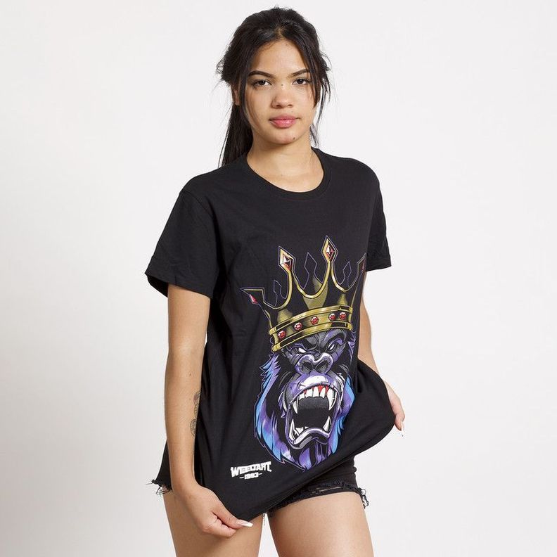 POLERA OVERSIZE MC NEGRA ESTAMPADO  GORILA KING-3