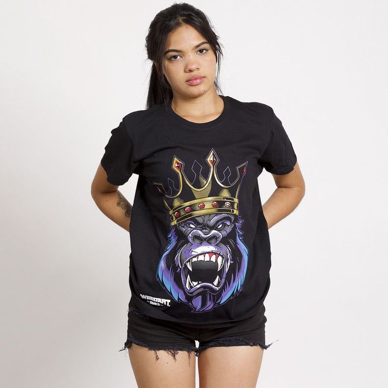 POLERA OVERSIZE MC NEGRA ESTAMPADO  GORILA KING-1
