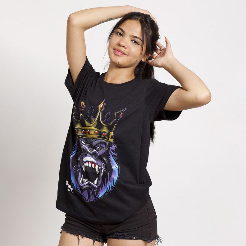 POLERA OVERSIZE MC NEGRA ESTAMPADO  GORILA KING-4