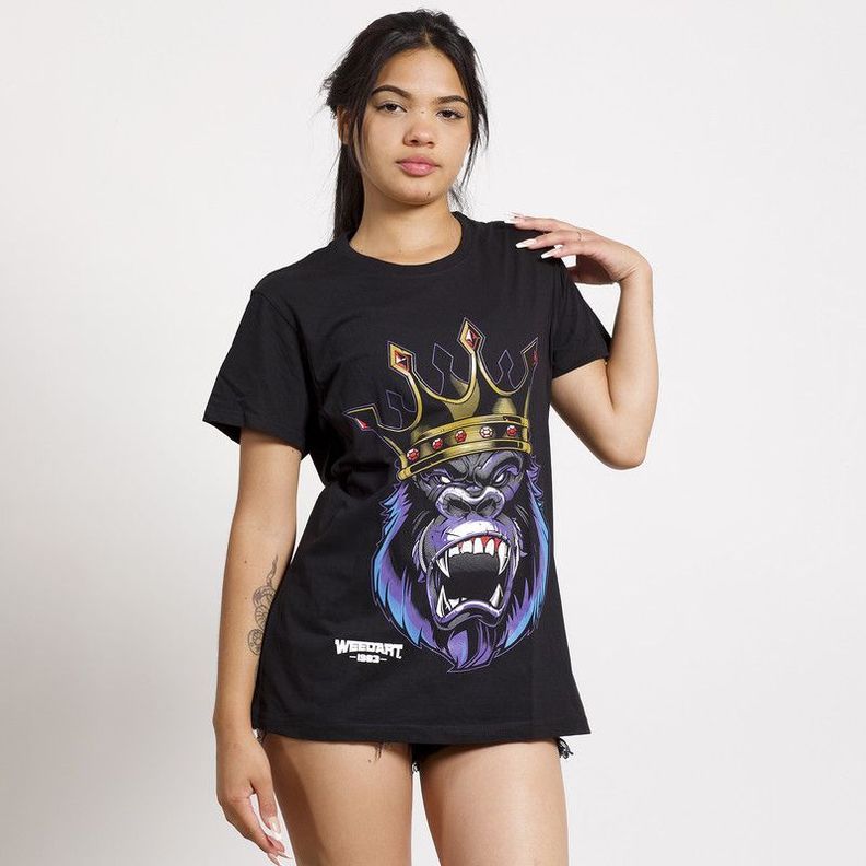 POLERA OVERSIZE MC NEGRA ESTAMPADO  GORILA KING-0