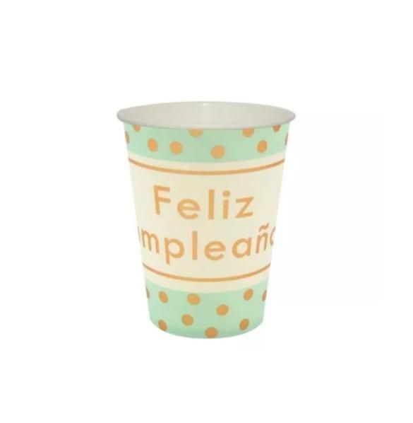 Vasos De Cumpleaños - Verde Menta Cumpleaños 6pcs-0