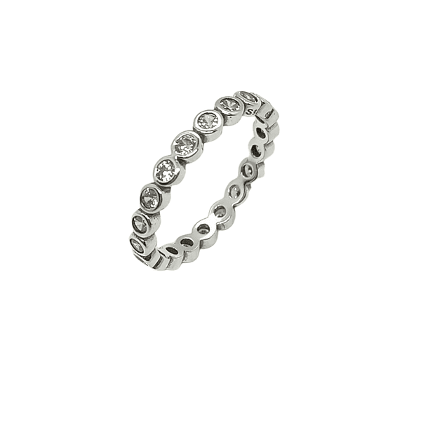 Anillo Pila Plata 925 Lujo Amor Zirconia Compromiso Apilable talla 8
