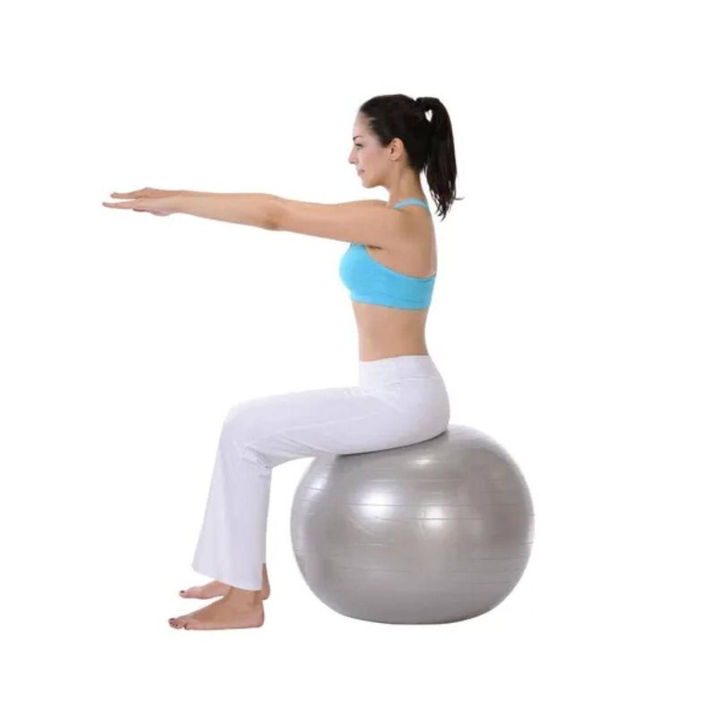 Balon Pelota de Pilates Yoga 75cm Con Inflador Gris-2