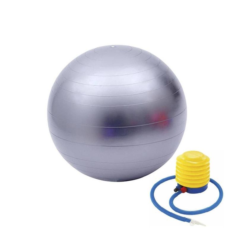 Balon Pelota de Pilates Yoga 75cm Con Inflador Gris-1