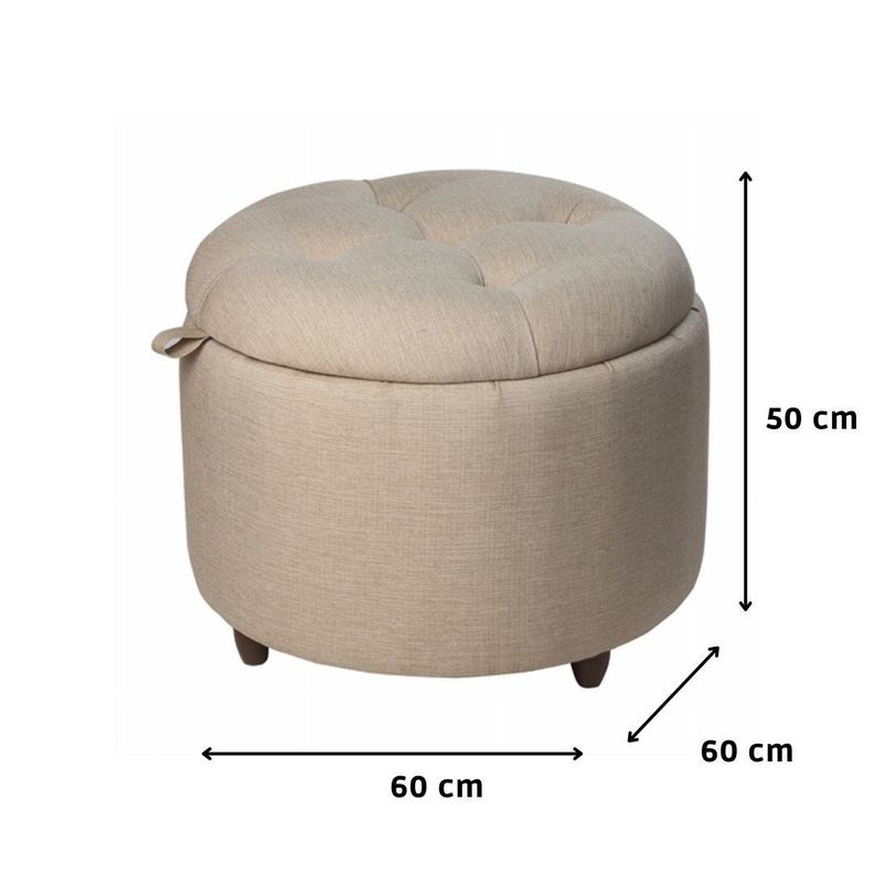 Pouf Baúl Zoe Beige Omega 60x60x50 Cm Máxima Design-5