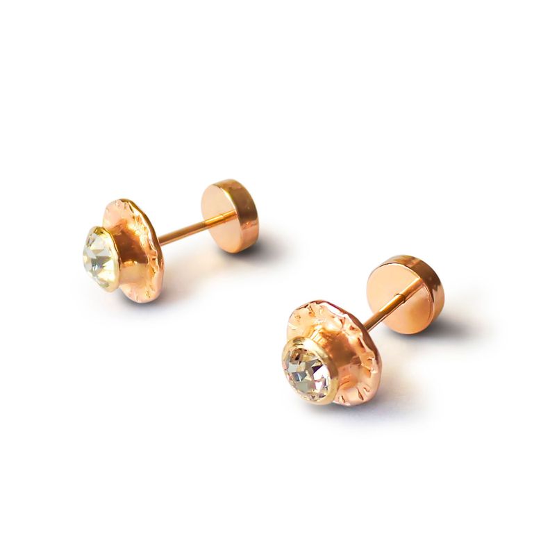 Aros Abridores Niña Circón Blanco 7mm Laminado Oro 18K-0