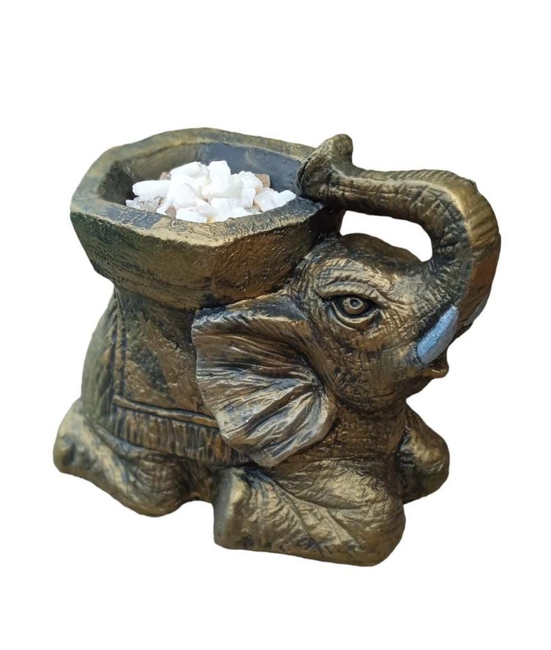 Elefante Porta Maceta o Cuarzo Golden 27 cm-0