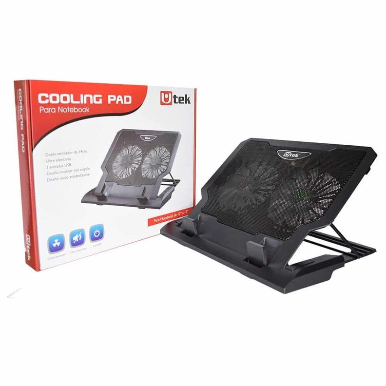 Cooler para Notebook 12 -17″, doble ventilador de 14cm, 4 Niveles, UT-NTC020-0