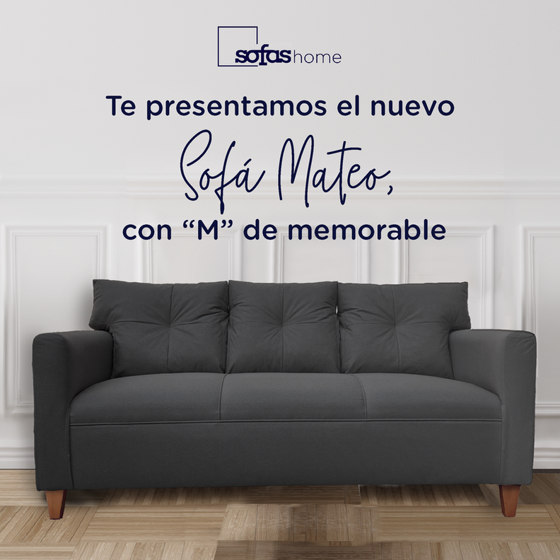 Sofá Mateo Chenille Grafito Pata Madera 3C-1