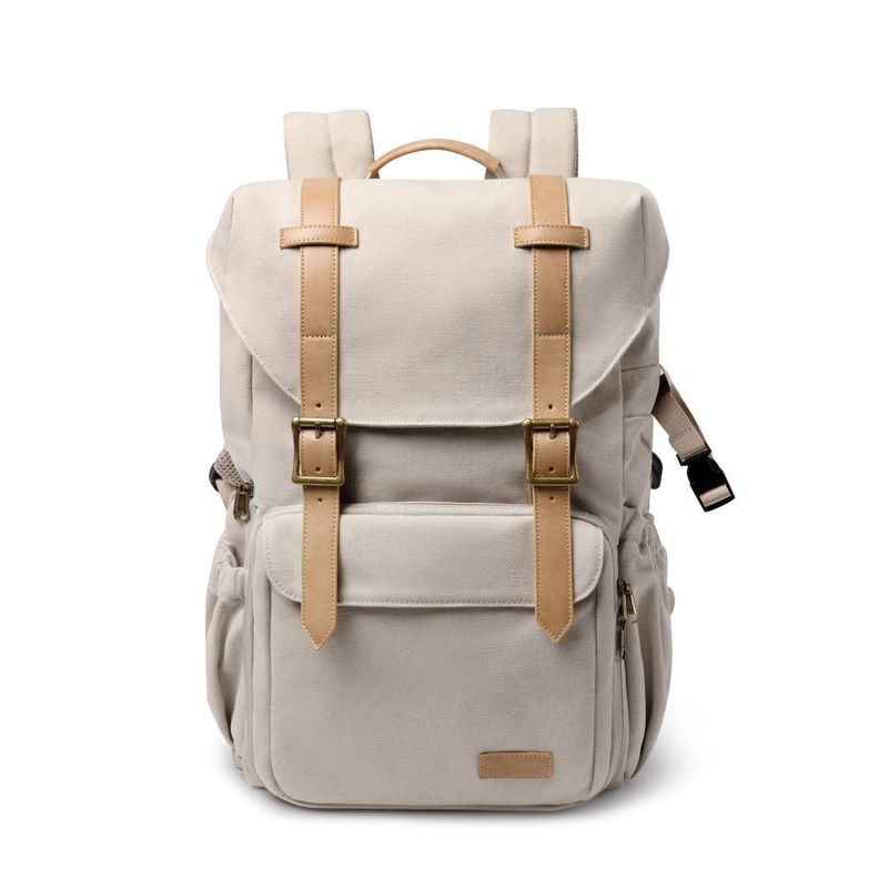 Bagsmart Mochila para camara y notebook de 15" - Beige-0