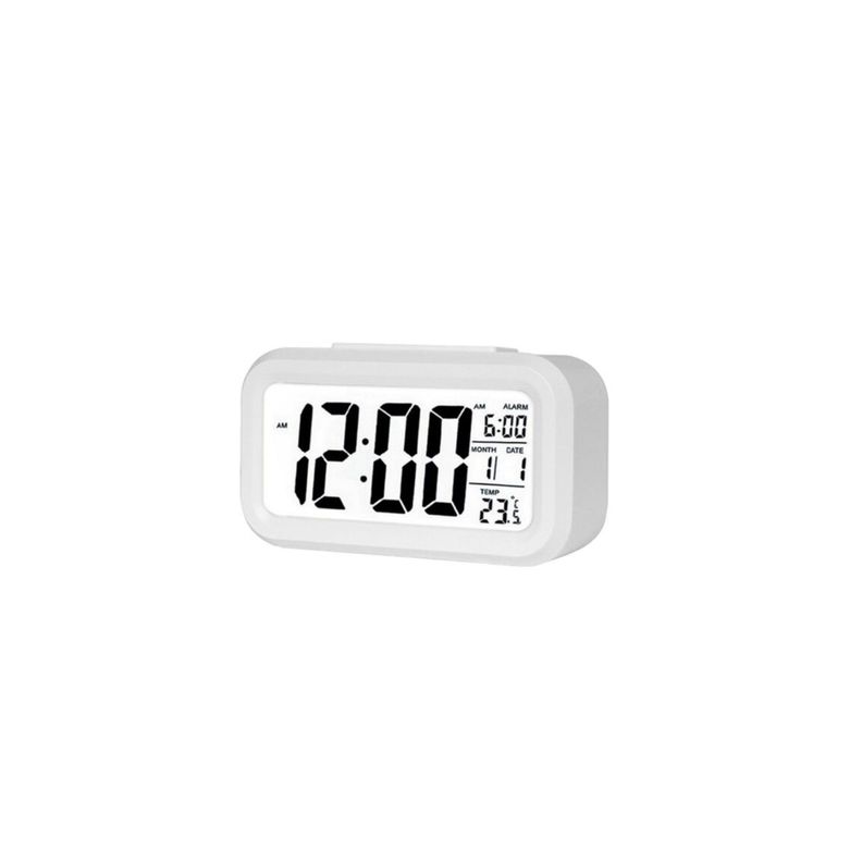 Reloj Despertador Digital Pantalla Lcd Color Blanco - PuntoStore-0