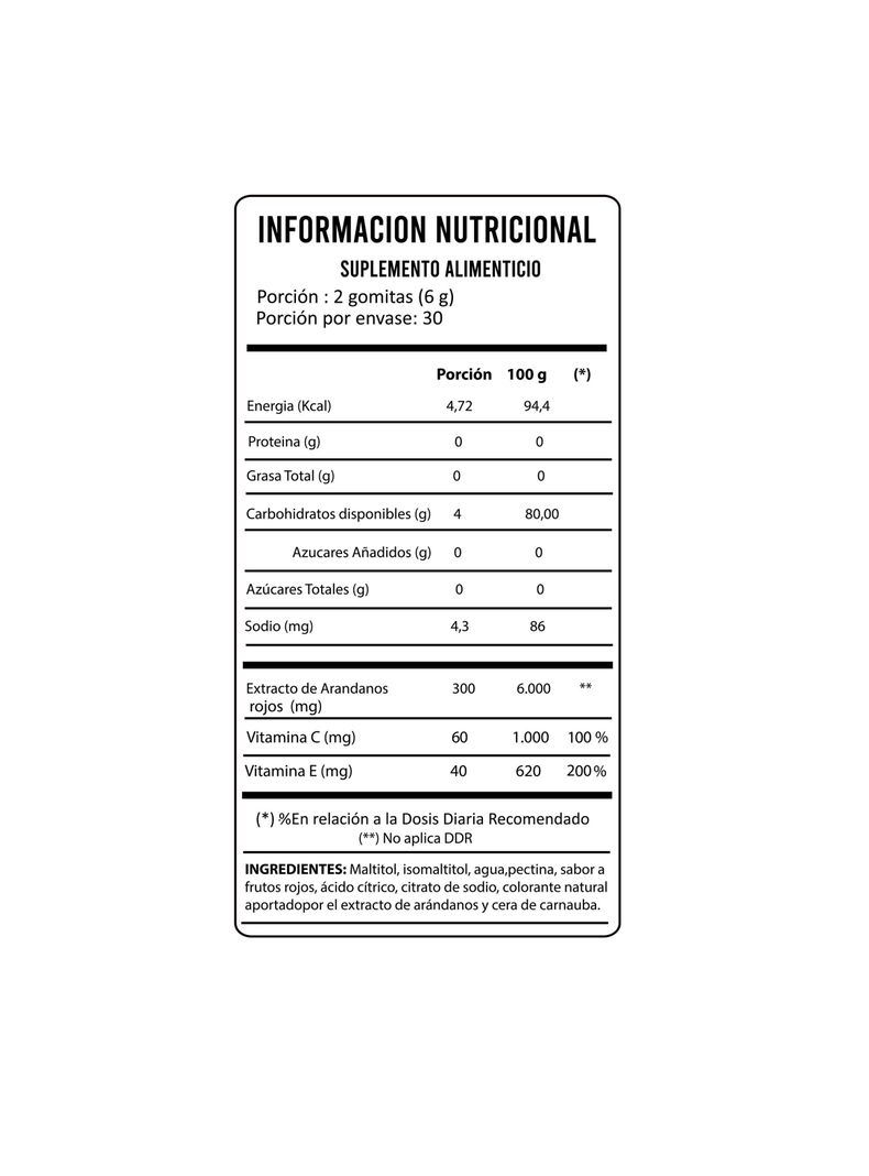 Cranberry Arándanos Rojos Vitamina C Y E ,gomitas 3 Meses-1