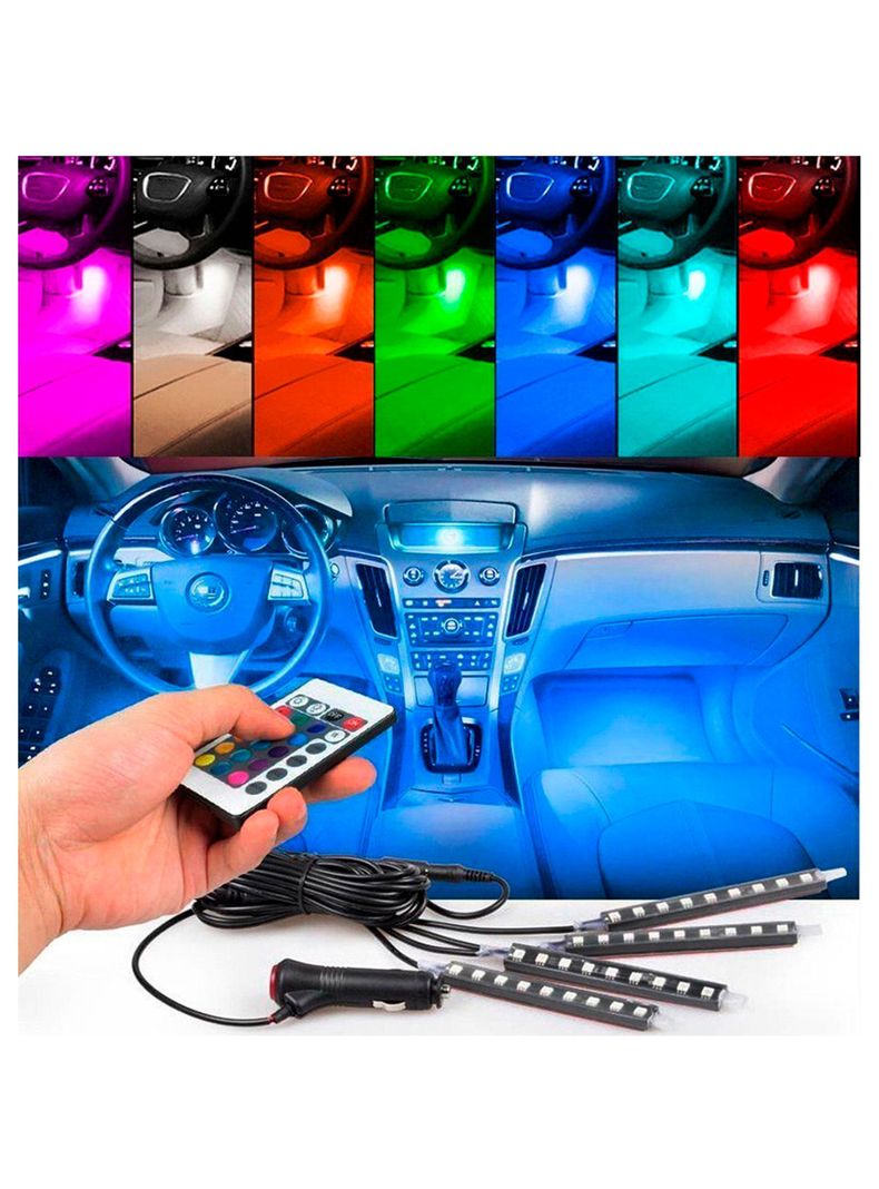 Set luces led interior colores control remoto-2