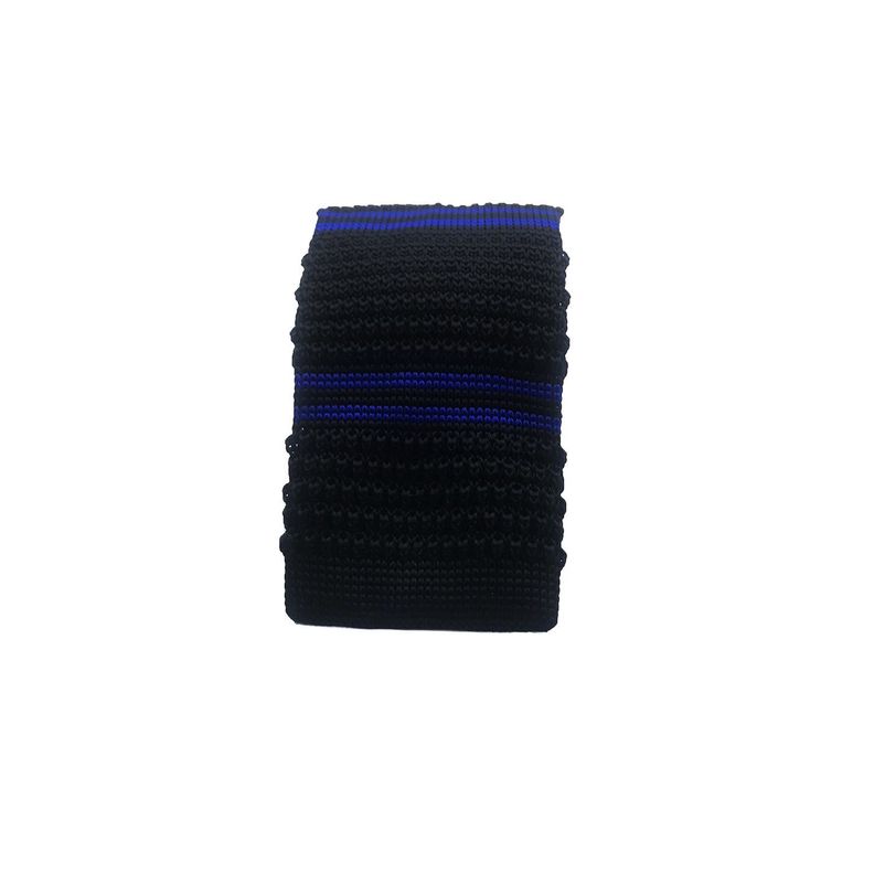 Corbata Tejida Negra Raya Azulina Recta 6.5 cm-1