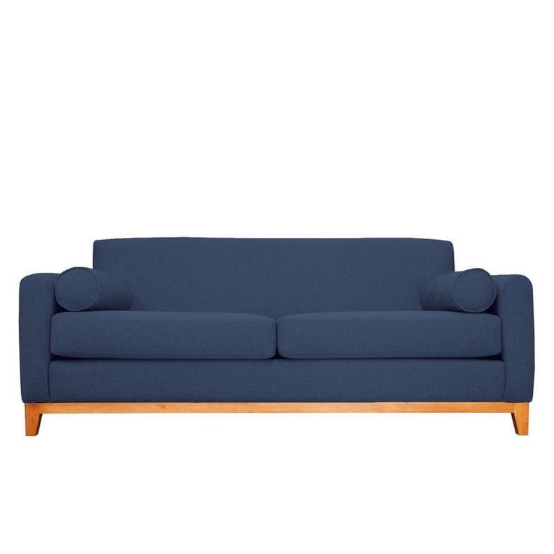 Sofa Meli Chenille Tipo Lino Azul 3 Cuerpos