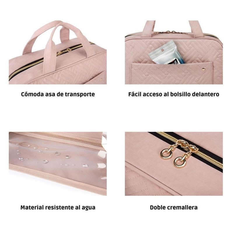 Bagsmart - Neceser kit de viaje con gancho - Rosado claro-1