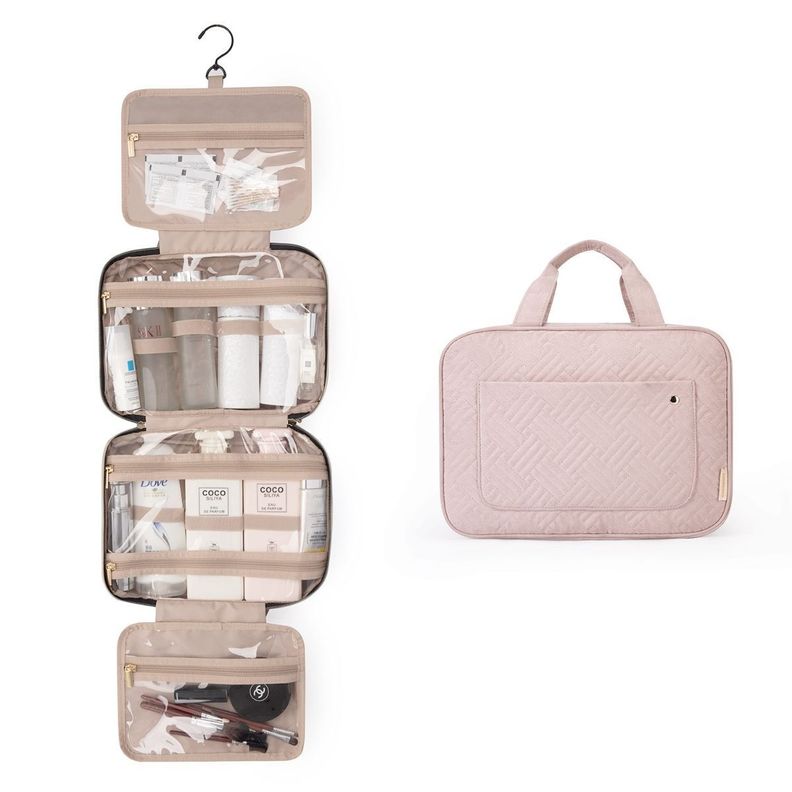 Bagsmart - Neceser kit de viaje con gancho - Rosado claro-3