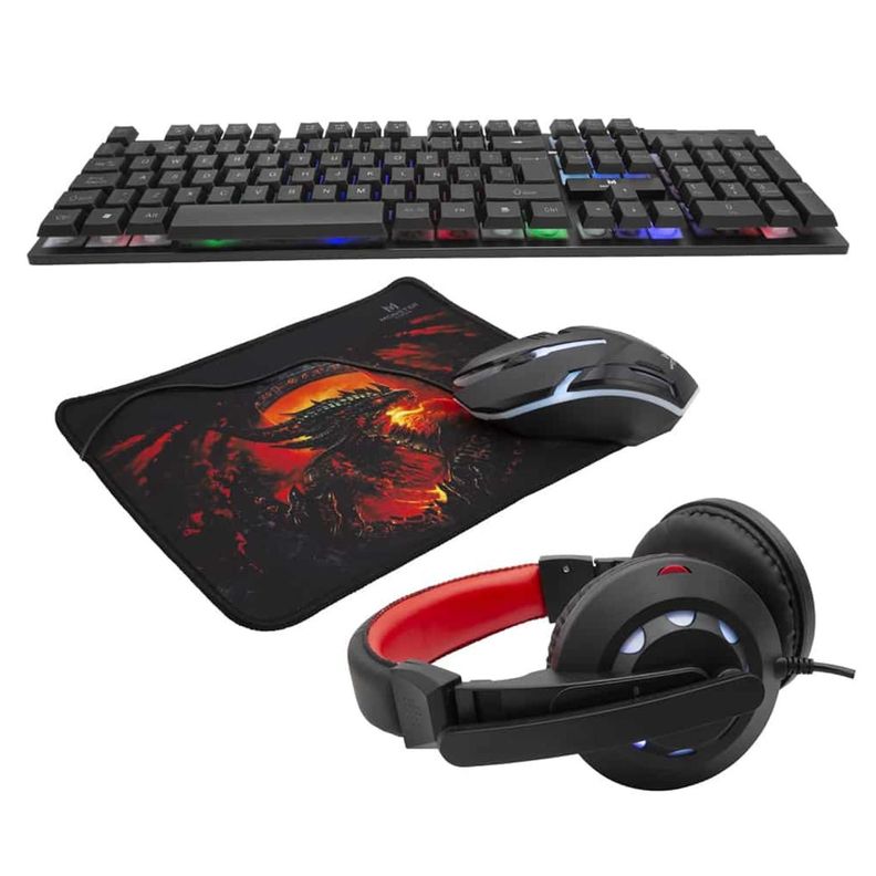 Kit Gamer 4En1 Telcado Mouse Audifono MousePad Monster Games-1