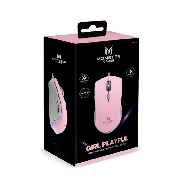 Mouse Gamer Rosado Playful 6 Botones-5
