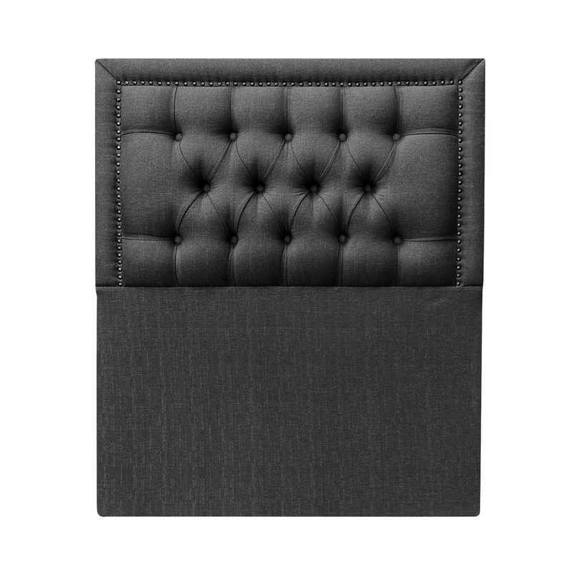 Respaldo Capitoné Frame Tachas 1 plaza Lino Negro-0