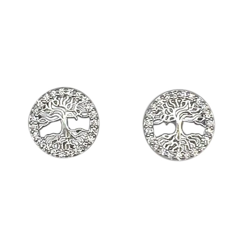 Aros Arbol De La Vida Circon Mini Plata Fina 925