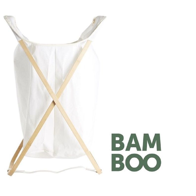 CESTA DE LAVANDERÍA BAMBÚ MADERA / BLANCO-0