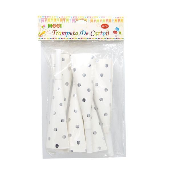 Trompetas De Cartón - Puntos Plata 6pcs-0
