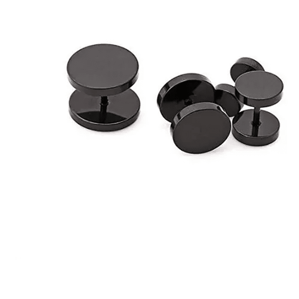 Aros Barbell Punk Black Rock Hombre Mujer Moda Juvenil 8mm Negro-0
