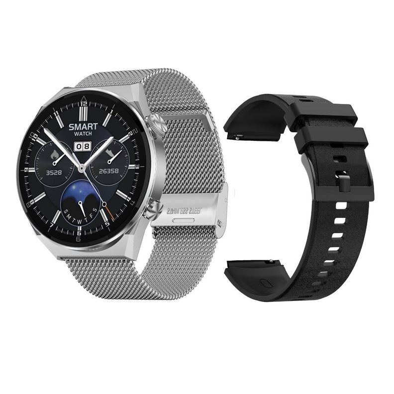 Smartwatch Reloj Inteligente Bluetooth llamadas DT3 PRO MAX - Plata Metal/Silicona-0