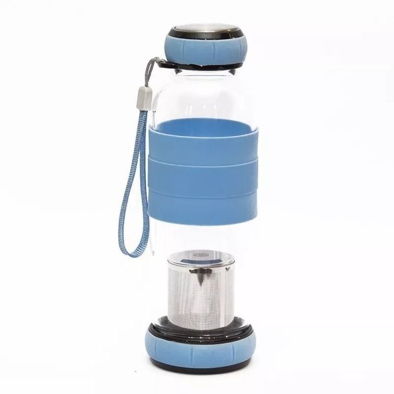 Botella De Vidrio 420 Ml Té Infusión + Funda-0