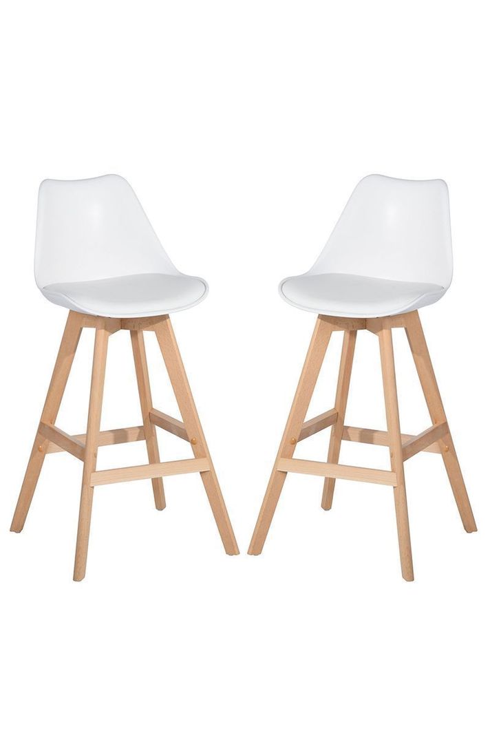 Pack 2 Pisos Bar con Patas de Madera Blanco