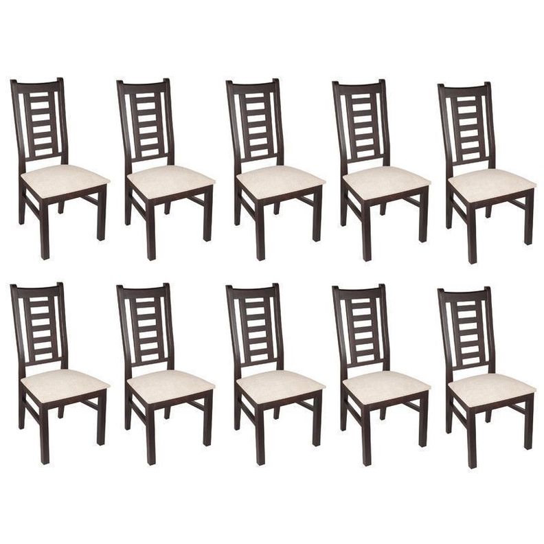 PACK 10 SILLAS PASCAL MADERA COLOR CHOCOLATE TAPIZ BEIGE JASPEADO-0