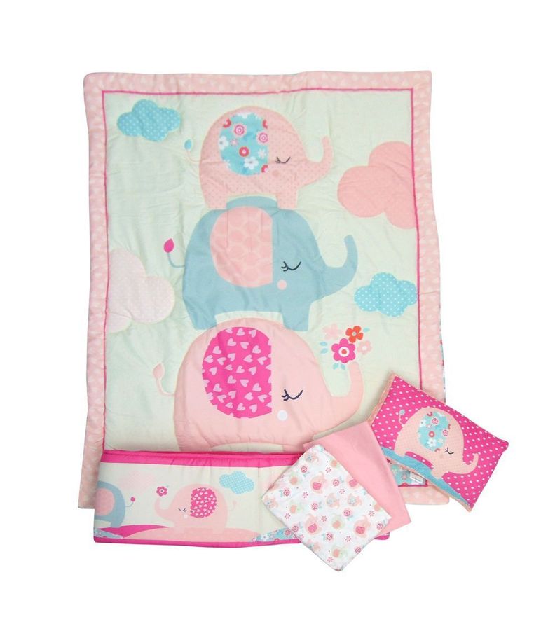 Ajuar de Cuna 5 Pzs Rosado Elefante Pumucki-0