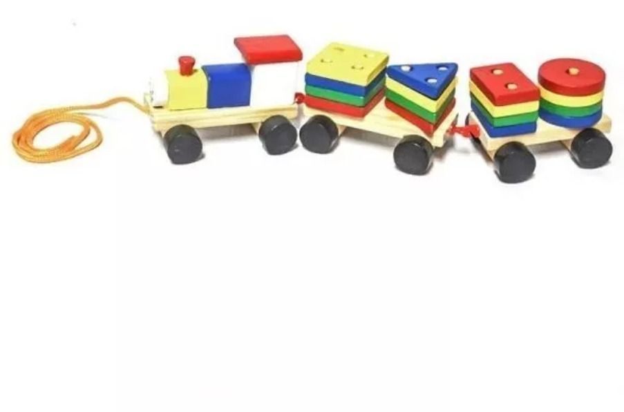 Tren Geométrico De Madera Didáctico Para Niños-0