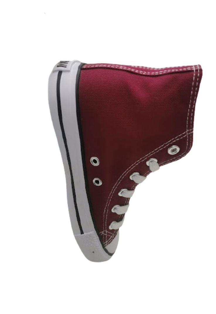 Zapatillas Lona Con Caña Burdeo-3