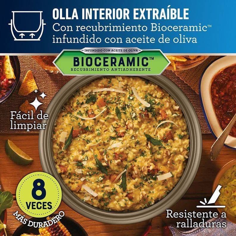 Arrocera multiusos Oster® con función sofrito y recubrimiento Bioceramic® infundido con aceite de oliva CKSTRC7129S-5