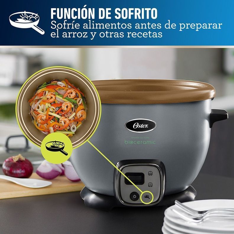 Arrocera multiusos Oster® con función sofrito y recubrimiento Bioceramic® infundido con aceite de oliva CKSTRC7129S-2